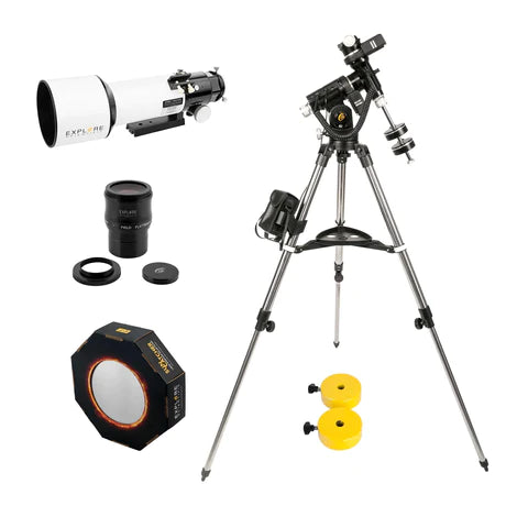 ED80-FCD100 Series Air-Spaced Triplet Refractor Telescope with iEXOS-100-2 PMC-Eight Equatorial Tracker System with WiFi and Bluetooth, 2 Extra Counterweights, Field Flattener and Solar Filter