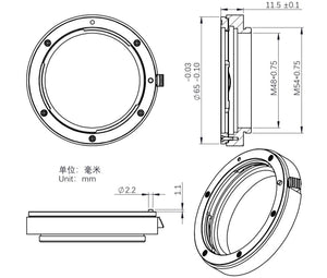 EOS lens adapter for 2″ Filter wheel